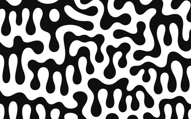 Black and White Organic Abstract Pattern Seamless Vector Background