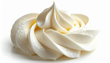 Close Up of Swirled White Cream on a White Background Illuminated by Soft Studio Lighting