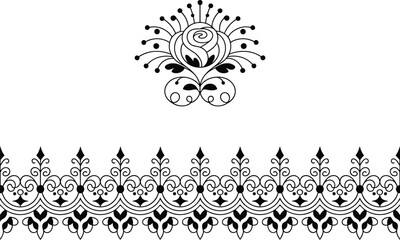 Ornamental floral motif, decorative border design, vintage lace ornament, symmetrical floral pattern, elegant frame element, ornamental border trim, intricate decorative artwork