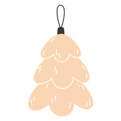 A flat illustration of a peachcolored Christmas tree ornament