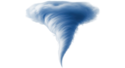 Isolated tornado funnel cloud with swirling winds, weather disaster hazard, storm danger