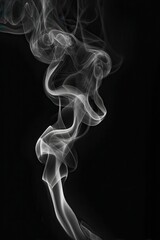 Obraz premium A graceful swirl of white smoke dances against a black backdrop, creating an ethereal and mesmerizing visual effect.