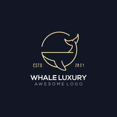 Obraz premium Luxury Whale Logo Design, Elegant Line Art Animal Icon, Minimalist Marine Style Branding