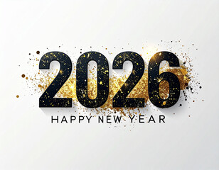 Minimalist Happy New Year card design with modern typographic elements for 2026 Generative AI