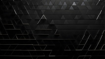 Black geometric pyramid abstract background with metallic shapes and modern 3d texture, dark luxury minimal design for digital wallpaper and futuristic art
