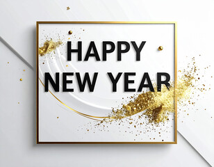 Firefly minimalist Happy New Year card design with modern black typography Generative AI