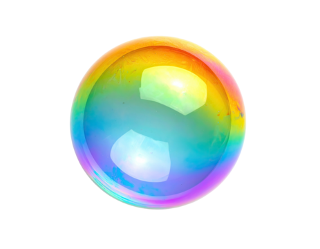 A vibrant, iridescent soap bubble, reflecting a spectrum of colors - Powered by Adobe
