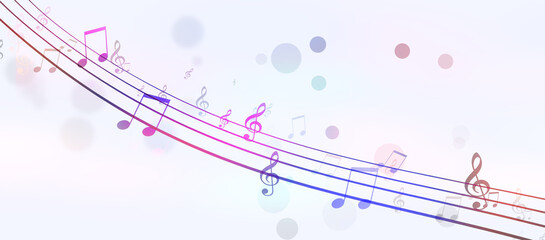 colorful music notes bright banner