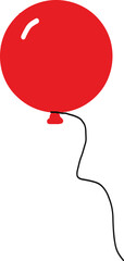 Red balloon floating isolated on  transparent background perfect for celebrations and festive designs