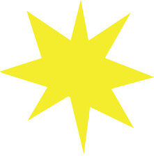 Yellow eight-pointed starburst isolated on white background bright and cheerful ideal for design projects
