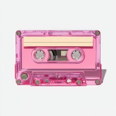 Nostalgic 90s Music: Pink Cassette Tape with Blank Label Showcasing Retro Audio Design