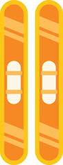 This minimalist vector illustration features a pair of orange skis, ready for a day on the slopes