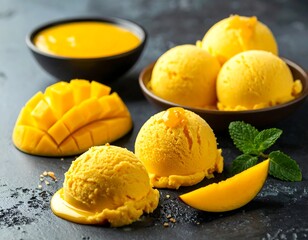 Mango ice cream, delicious and refreshing