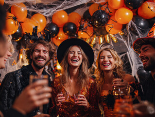 Fun-Filled Halloween Gathering with Costumed Friends