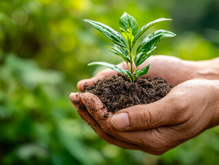 Close-Up of Hands Holding a Small Green Plant