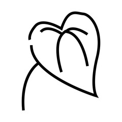 alocasia leaf icon in line art style, representing tropical foliage.