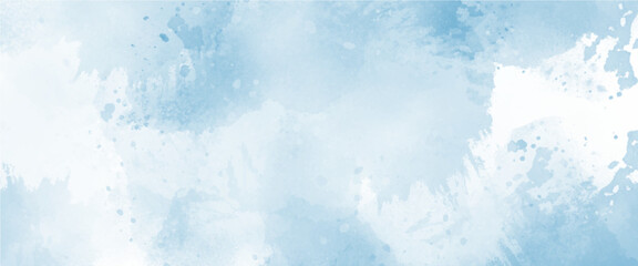 Watercolor border isolated on white and sky background.