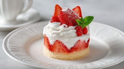 カフェのデザートメニュー (苺・ショートケーキ・ ティータイム)