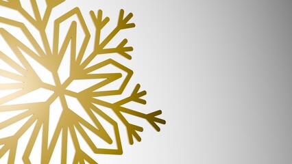 Golden Snowflake Close Up Ornament Christmas Holiday Decoration Winter Celebration Element On White Gradient