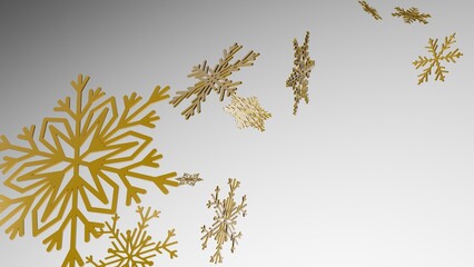 Golden Snowflakes Path Flowing Design Christmas Holiday Winter Festive Ornament Decoration On White Gradient