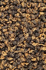 Dry black tea background. Top view. Close-up
