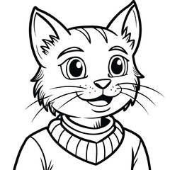 Vector art of cartoon cat with a sweater