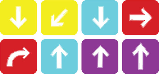arrows,set,navigation flat vector set of colorful square arrow icons for navigation direction or web interface buttons