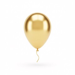 A glossy golden balloon of an oval shape, floating in the air,