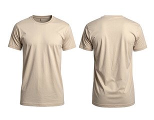 Beige crew neck t-shirt, front and back views (2)