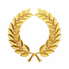 A golden laurel wreath, curved in the shape of a horseshoe,