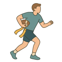 フラッグフットボールでボールを持って走る男性