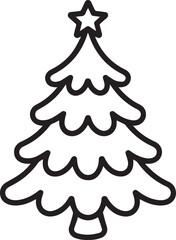 Simple outline christmas tree silhouette with star top for festive holiday decorations