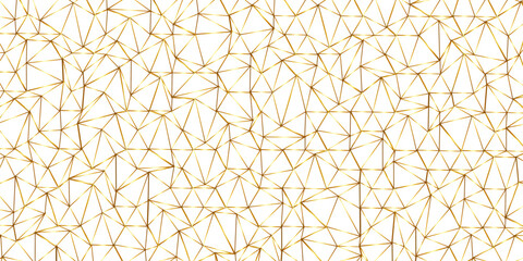 Obraz premium Abstract of simple GOLD line triangle pattern geometric background .white background creative and geometric shape with white luxury pattern .GOLDENand white geometric background with low poly triangle