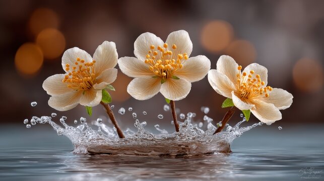 Photorealistic macro water splash photography