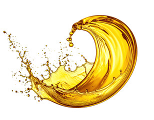 Golden liquid in a dynamic circular splash against a black background