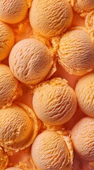 Vibrant tangerine ice cream scoops are beautifully arranged, highlighting their creamy textures and bright colors, ideal for summer treats and dessert inspiration 