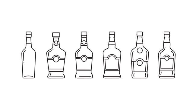 Vector art of liquor bottles isolated
