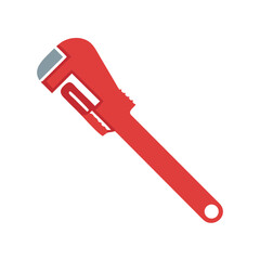 Red Pipe Wrench or Monkey Wrench Tool Vector Icon for Plumbing Work