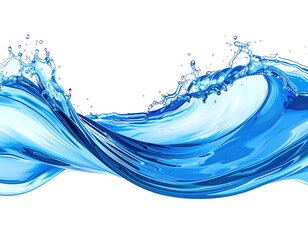 Abstract waves of vibrant blue water,  powerful and dynamic, with splashes and motion