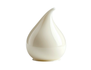 Creamy teardrop-shaped object, smooth, glossy surface