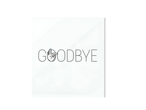A minimalist graphic design featuring the word "GOODBYE" with a hand gesture incorporated. - Powered by Adobe