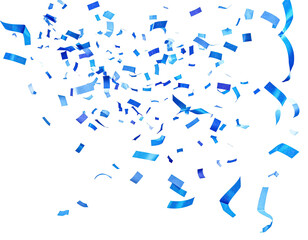 Abstract explosion of fragmented, vibrant blue shapes against a black background