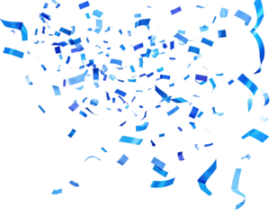 Abstract explosion of fragmented, vibrant blue shapes against a black background