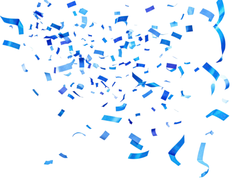 Abstract explosion of fragmented, vibrant blue shapes against a black background