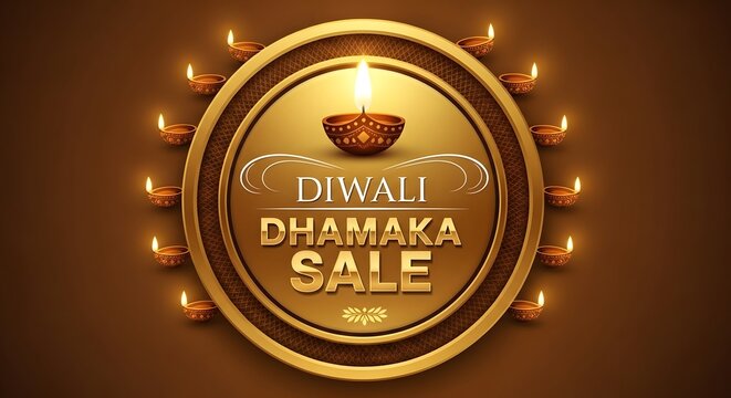 Diwali Dhamaka Sale Golden Poster Design
