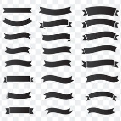 Versatile Black Ribbon and Banner Vector Shapes Set