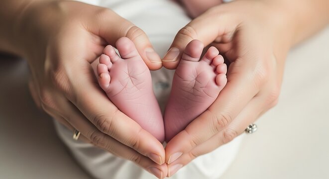 This heartwarming image captures loving adult hands tenderly cradling the tiny feet of a precious newborn baby, symbolizing immense care and new life.
