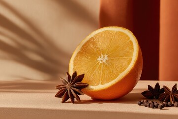 Spiced citrus still life orange slice with cloves