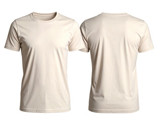 Front and back view of a light beige crew neck t-shirt (2)