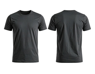 Gray t-shirt, front and back views, blank, mockup